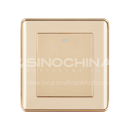 Golden aluminum wire drawing series concealed switch 86 type wire drawing five-hole socket panel gold-A2-C aluminum gold